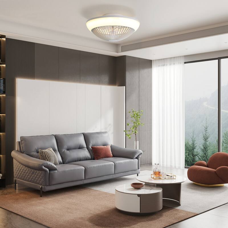 Alt View 9. Sofucor - 15" Bladeless Ceiling Fans with Lights Remote/APP Control Enclosed Flush Mount RGB Ceiling Fan Dimmable LED Ambient - White.