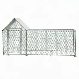 RYHNUYNE - 10x3FT Metal Chicken Coop Run, Walk-in Poultry Cage with Waterproof Cover, Durable Steel Frame for Backyard Hens