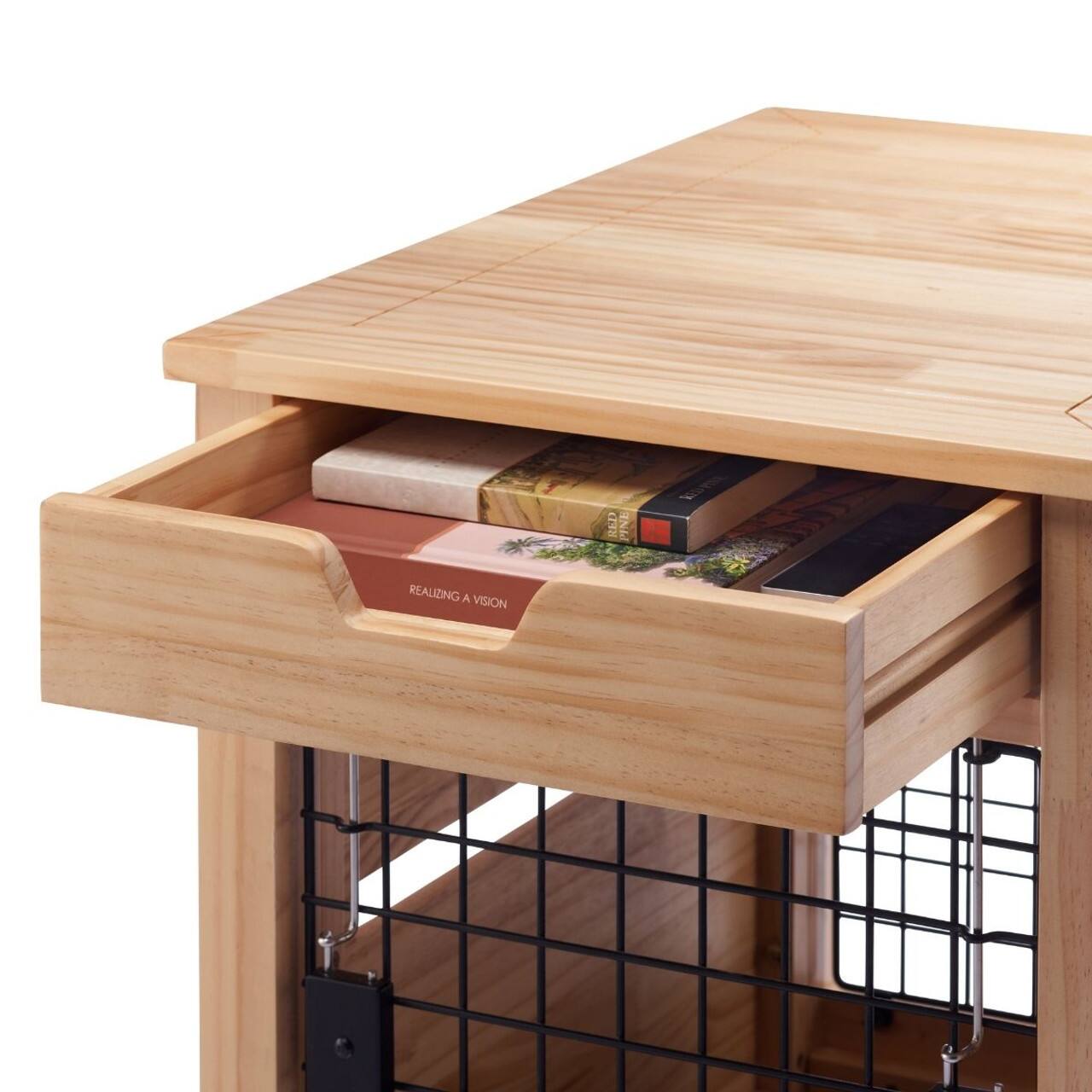 Alt View 15. TRINITY - 18" Natural Pet Crate End Table w/ Drawer - Natural.