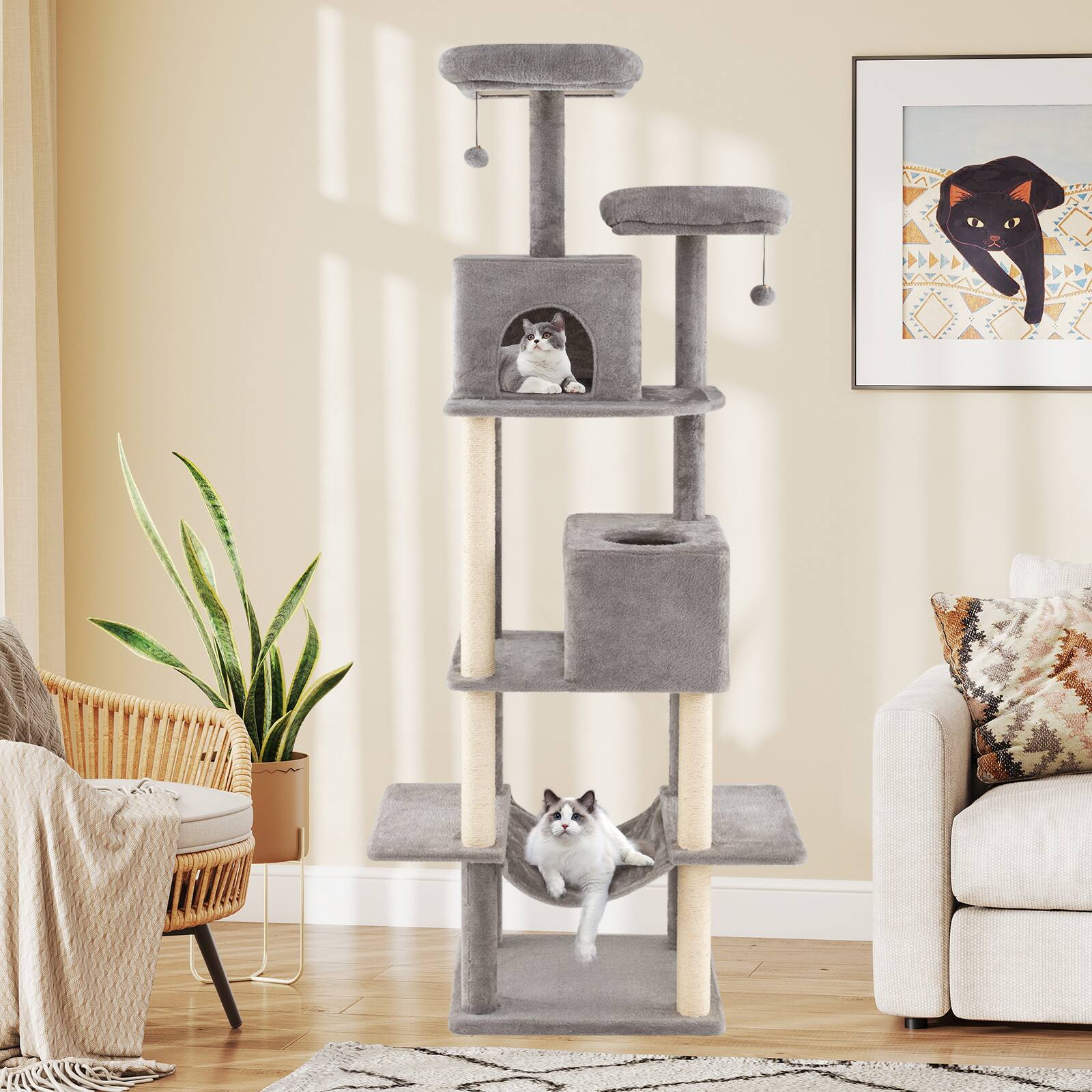 Alt View 1. Gymax - Gymax 81'' Large Cat Tree for Indoor Cats Multi-level Kitty Climbing Tower w/ 2 Condos.
