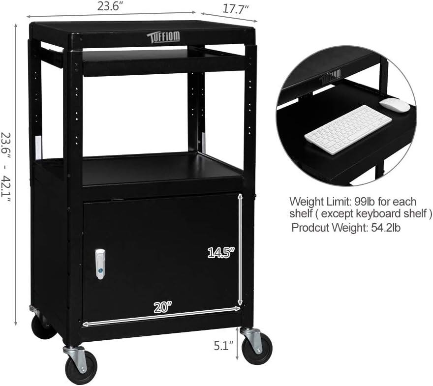 23.6"  
17.7"  
TUFFIOM  
23.6"  
42.1"  
Weight Limit: 99lb for each shelf (except keyboard shelf)  
Product Weight: 54.2lb  
14.5"  
20"  
5.1"