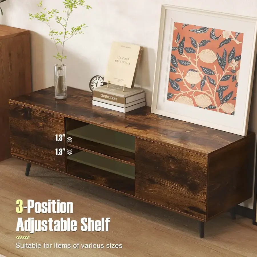 The text on the image reads: "3-Position Adjustable Shelf Suitable for items of various sizes."