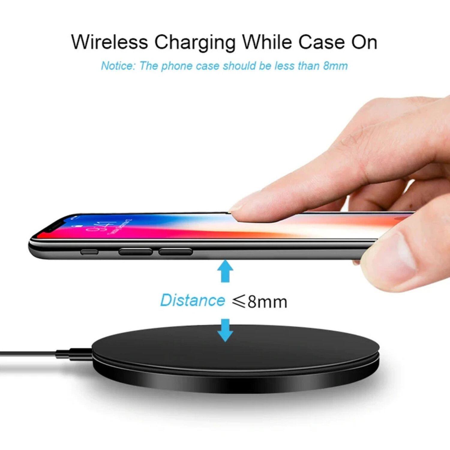 Wireless Charging While Case On  
Notice: The phone case should be less than 8mm  
Distance ≤8mm