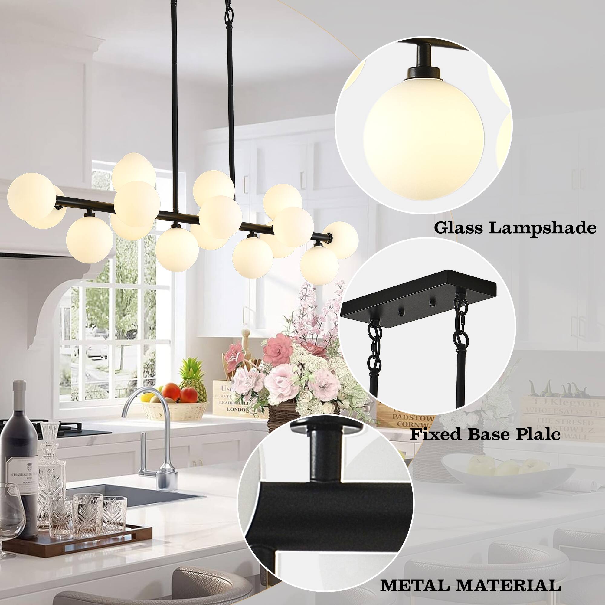 Glass Lampshade  
Fixed Base Plalc  
METAL MATERIAL