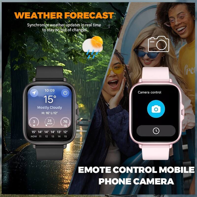 WEATHER FORECAST  
Synchronize weather updates in real time to stay on top of changes  

10:09  
15°  
Mostly Cloudy  
H: 16° L: 12°  

Camera control  

EMOTE CONTROL MOBILE PHONE CAMERA