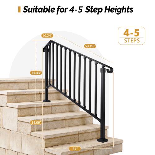 Suitable for 4-5 Step Heights

10.24"
53.115"
4-5 STEPS
35.43"
34.06"
37"