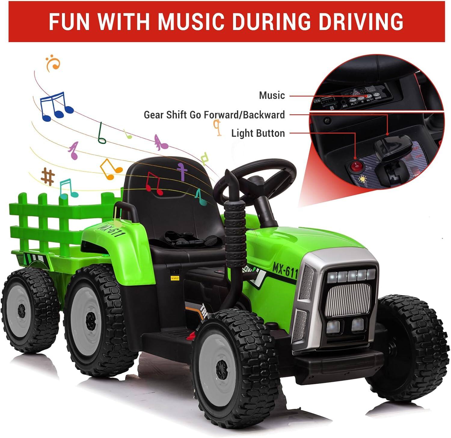 FUN WITH MUSIC DURING DRIVING

- Music
- Gear Shift Go Forward/Backward
- Light Button