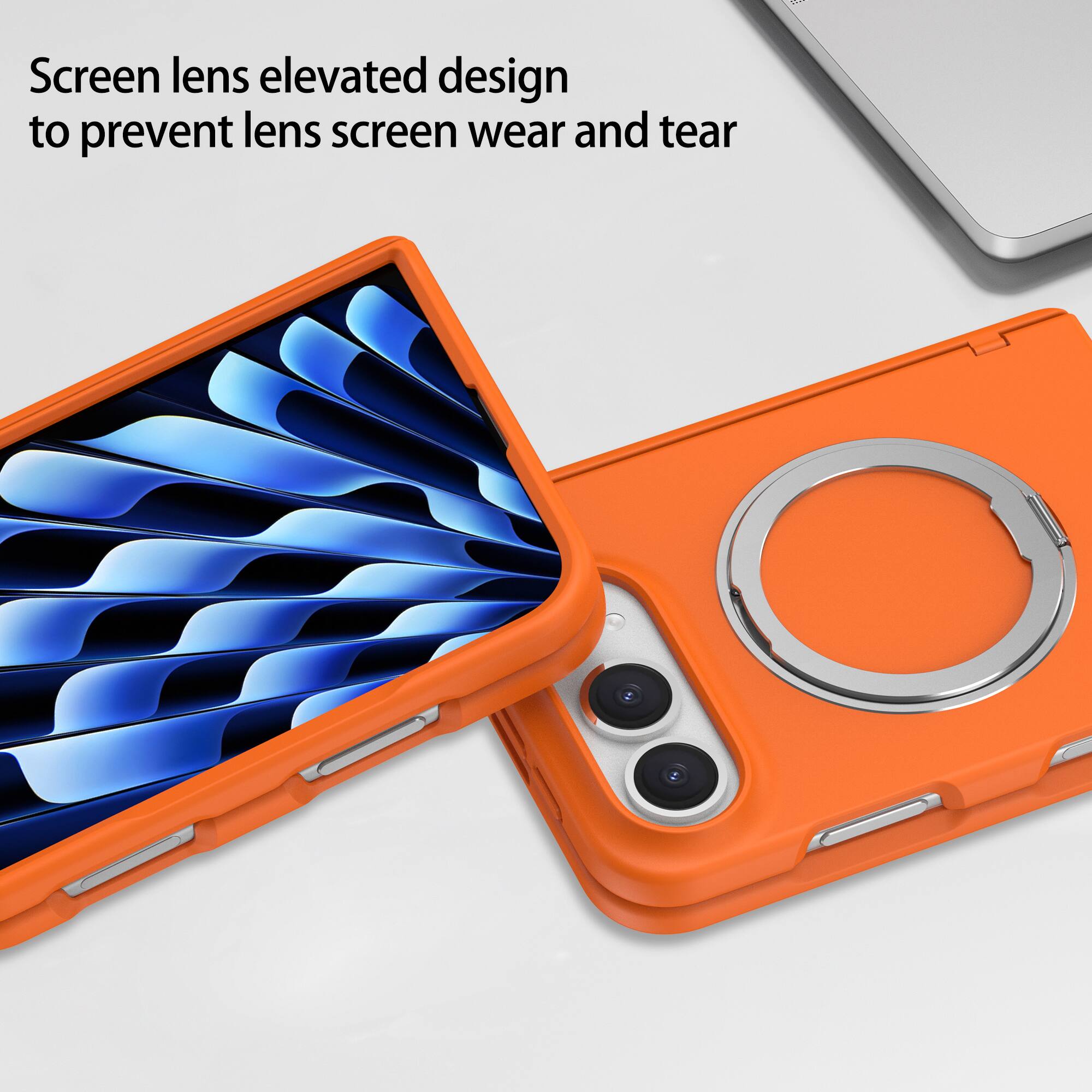 Screen lens elevated design to prevent lens screen wear and tear