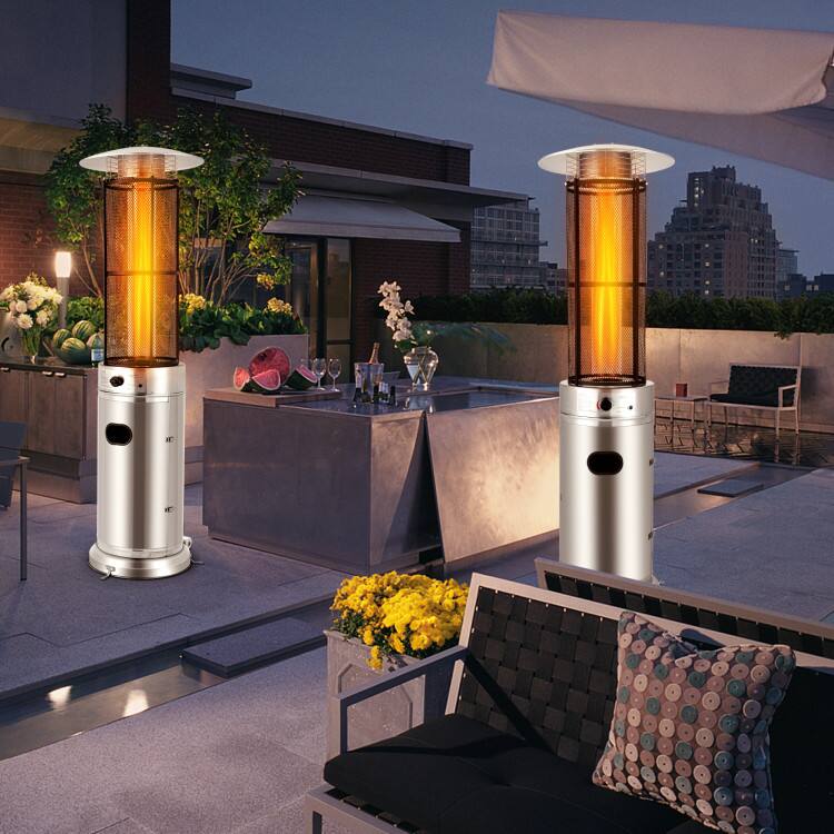 Alt View 8. Mondawe - 40000 BTU Stainless Steel Round Glass Tube Patio Heaters - Silver.