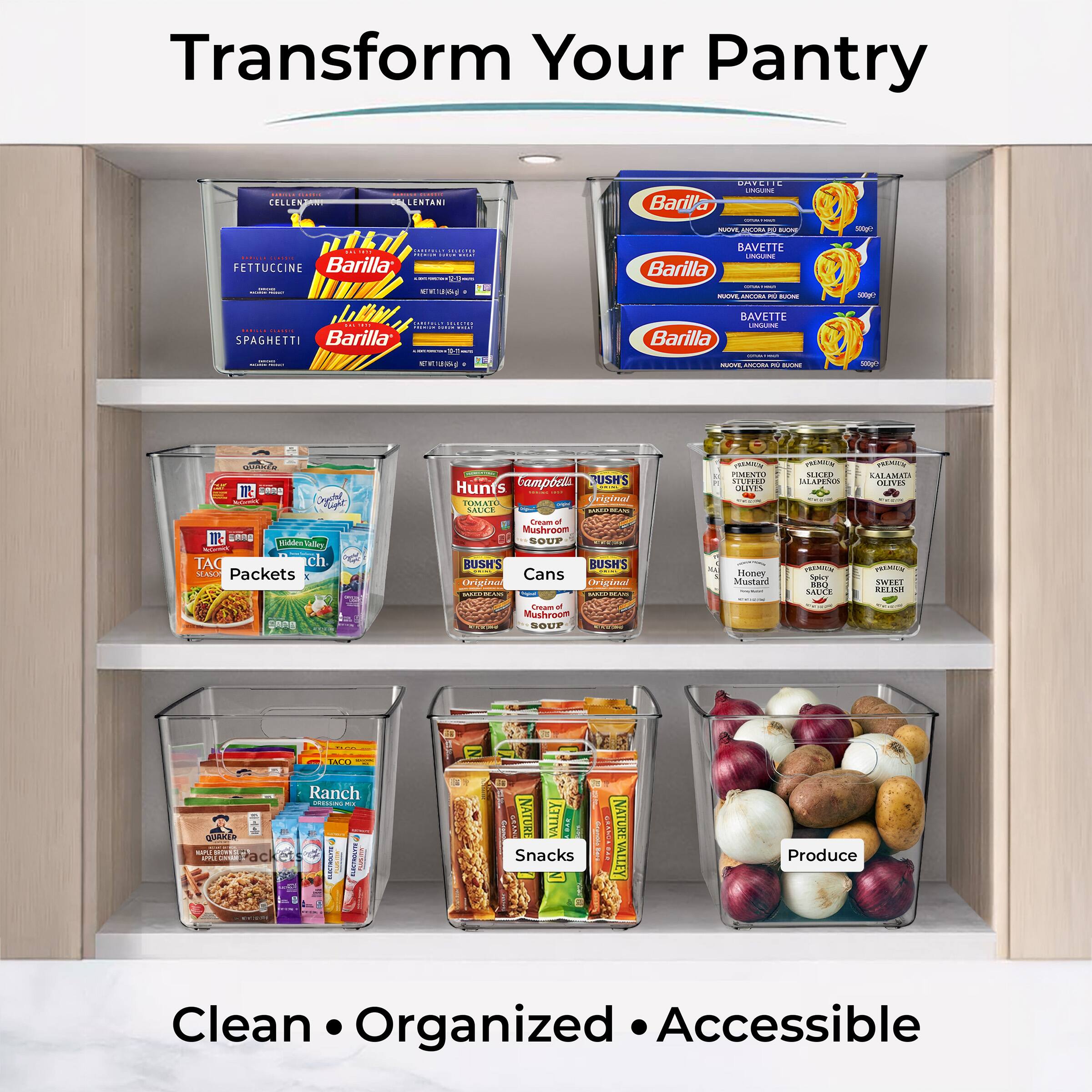 Transform Your Pantry

- COLLE SENTANI Badilla C.T
- FETTUCCINE Barilla
- SPAGHETTI Barilla
- BAVETTE Barilla
- BAVETTE Barilla
- BAVETTE Barilla
- Hunts Original Tomato Soup
- BUSH'S Original Tomato Soup
- BUSH'S Original Tomato Soup
- Honey Mustard
- Ranch
- Snacks
- Produce

Clean • Organized • Accessible