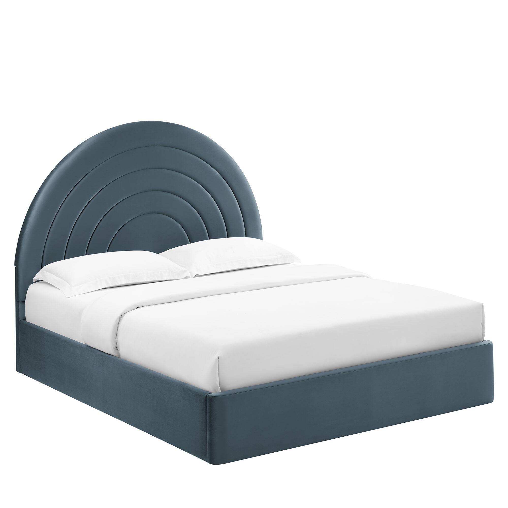 Modway - Solana Arched Performance Velvet King Platform Bed - Blue