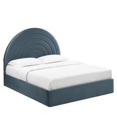 Front. Modway - Solana Arched Performance Velvet King Platform Bed - Blue.