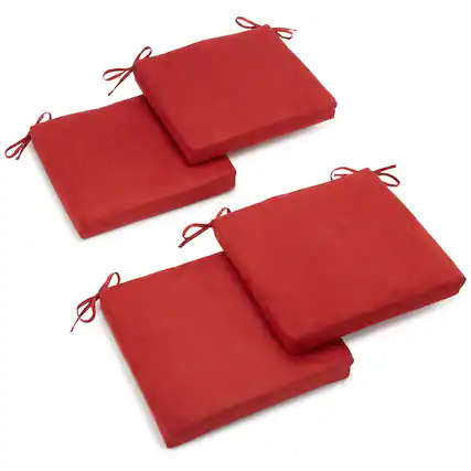 Front. Blazing Needles - 20-inch by 19-inch Polyester Chair Cushion (Set of Four) - Cardinal Red.