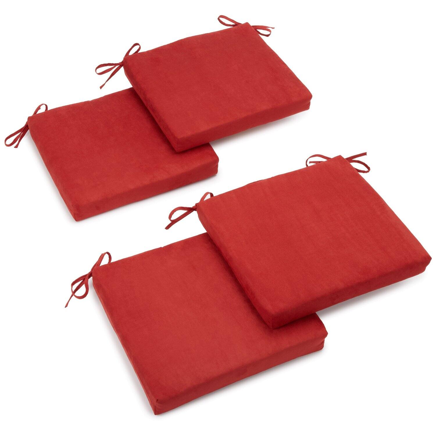 Front. Blazing Needles - 20-inch by 19-inch Polyester Chair Cushion (Set of Four) - Cardinal Red.