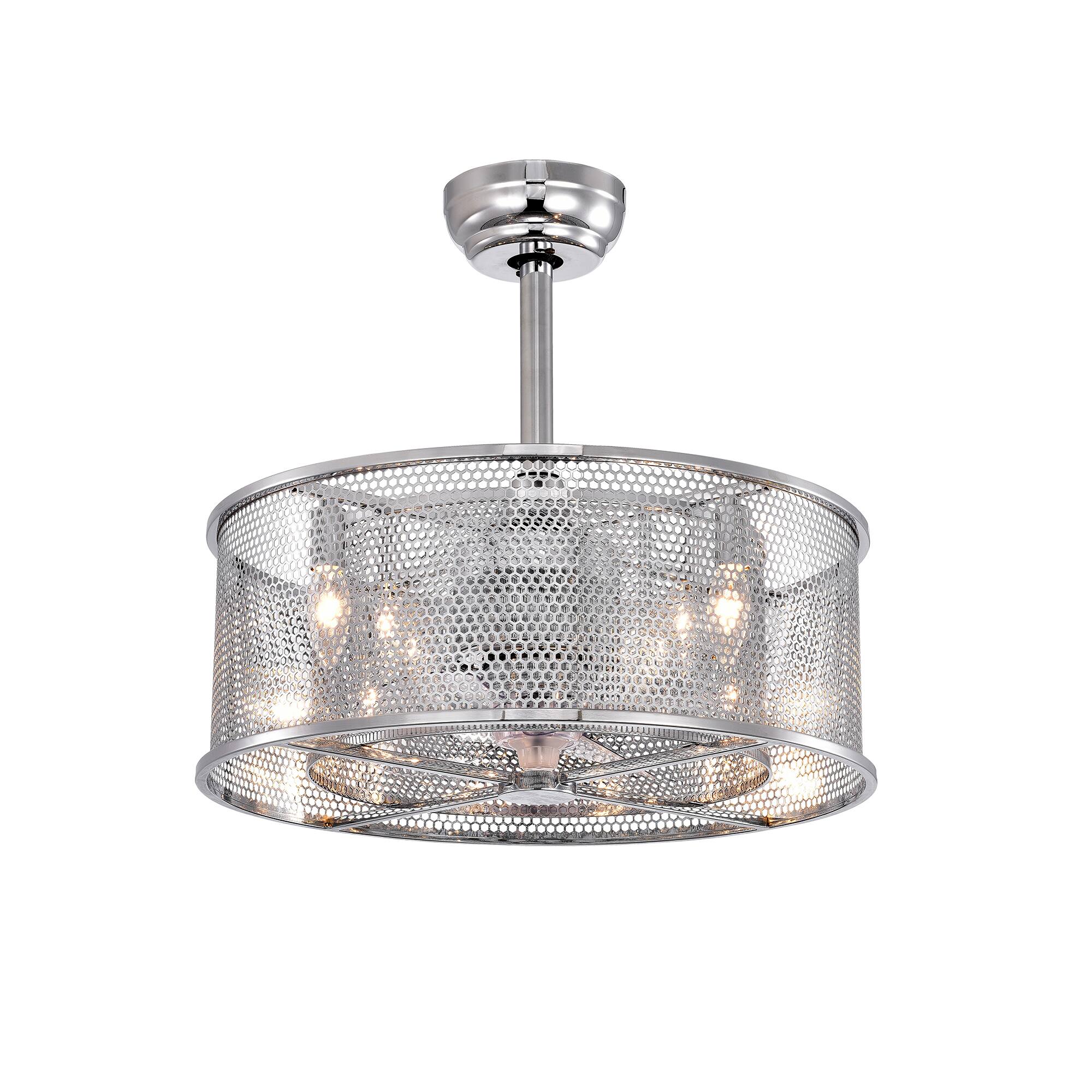 Front. APRILSOUL - 20 inch 3 ABS Blades Modern Ceiling Fan Remote Noiseless Reversible AC Motor Chrome - Chrome.