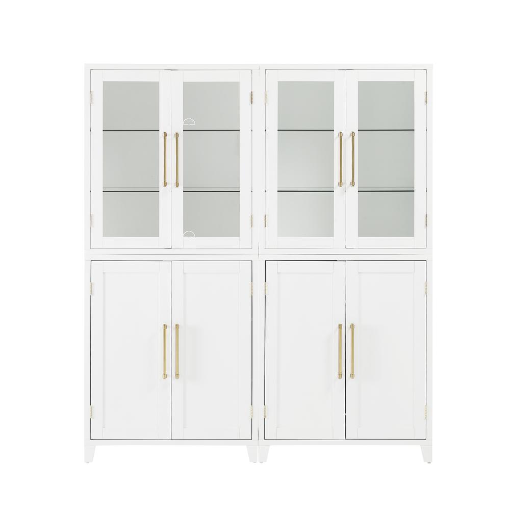 Alt View 7. Crosley Furniture - Roarke 2Pc Pantry Storage Cabinet W/Glass Door Hutch Set - 2 Pantries - White.