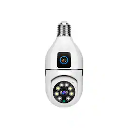 Cluzine - Dual Lens E27 Bulb 360° PTZ WiFi Security Camera, 2MP HD, 2-Way Audio, Easy Installation