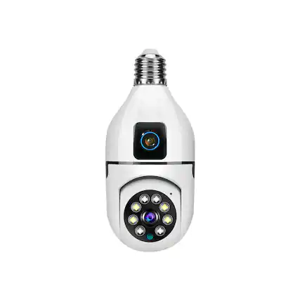 Front. Cluzine - Dual Lens E27 Bulb 360° PTZ WiFi Security Camera, 2MP HD, 2-Way Audio, Easy Installation.