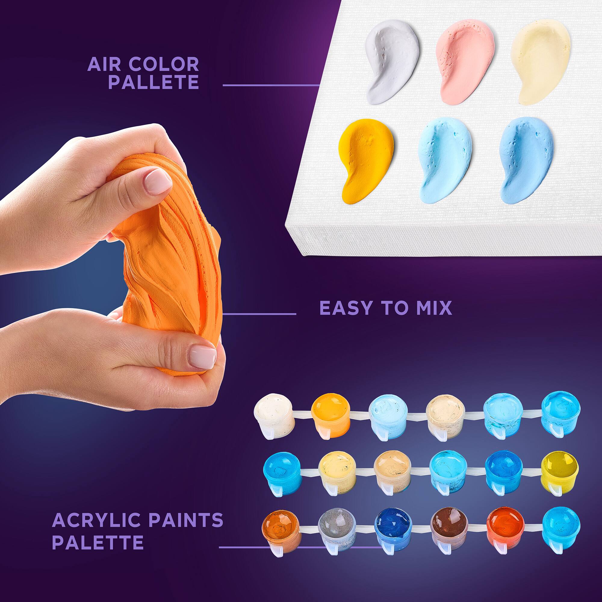 AIR COLOR PALETTE

EASY TO MIX

ACRYLIC PAINTS PALETTE
