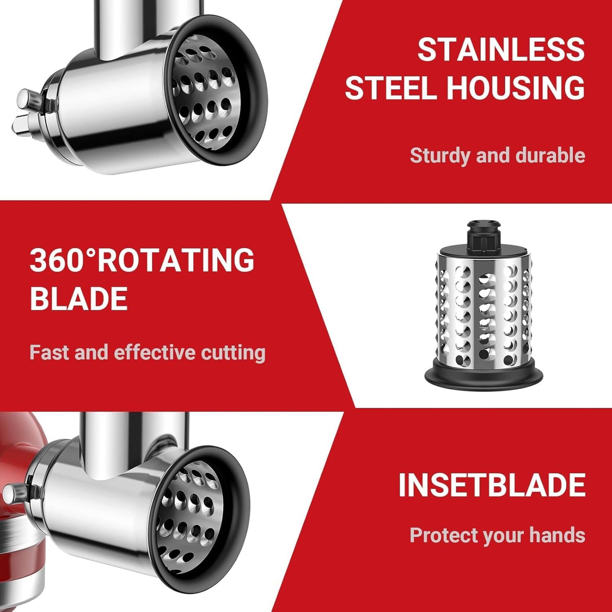 STAINLESS STEEL HOUSING  
Sturdy and durable  

360° ROTATING BLADE  
Fast and effective cutting  

INSET BLADE  
Protect your hands