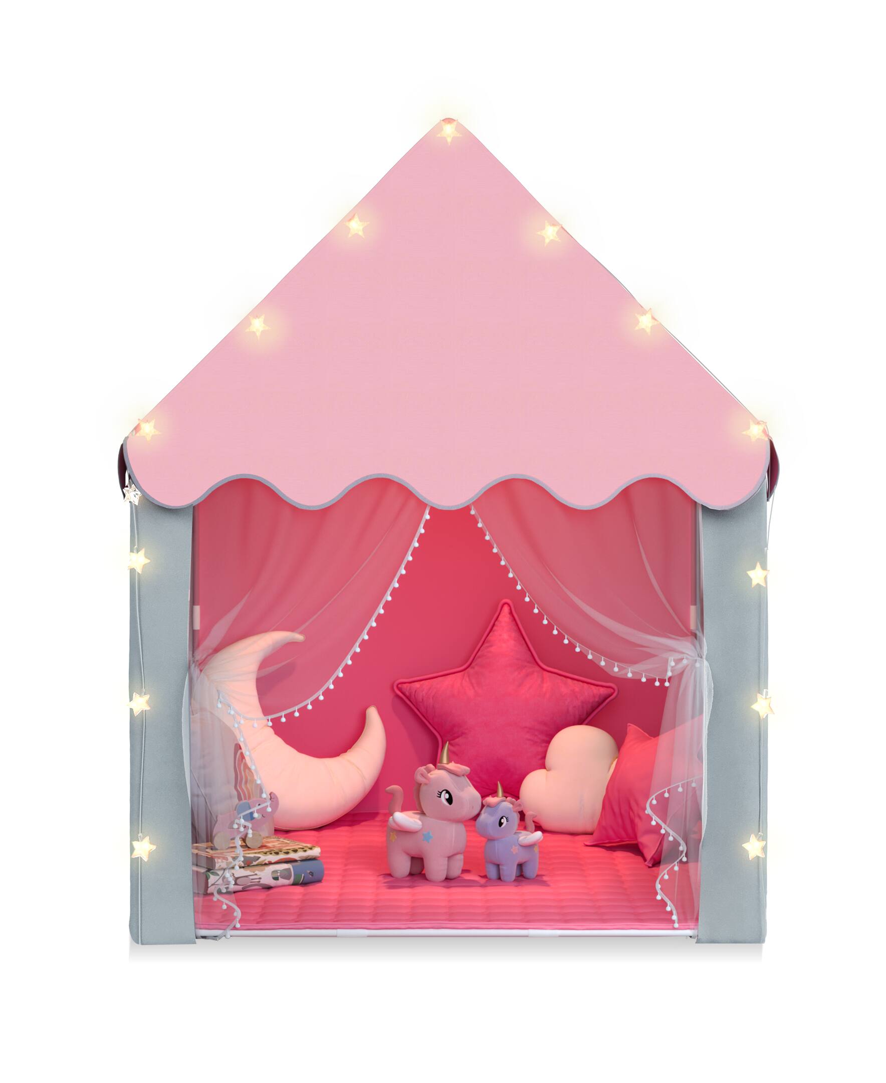 Alt View 6. Sugift - Kids Playhouse Tent with Star Lights & Mat for Girls & Boys, Indoor/Outdoor Gift.