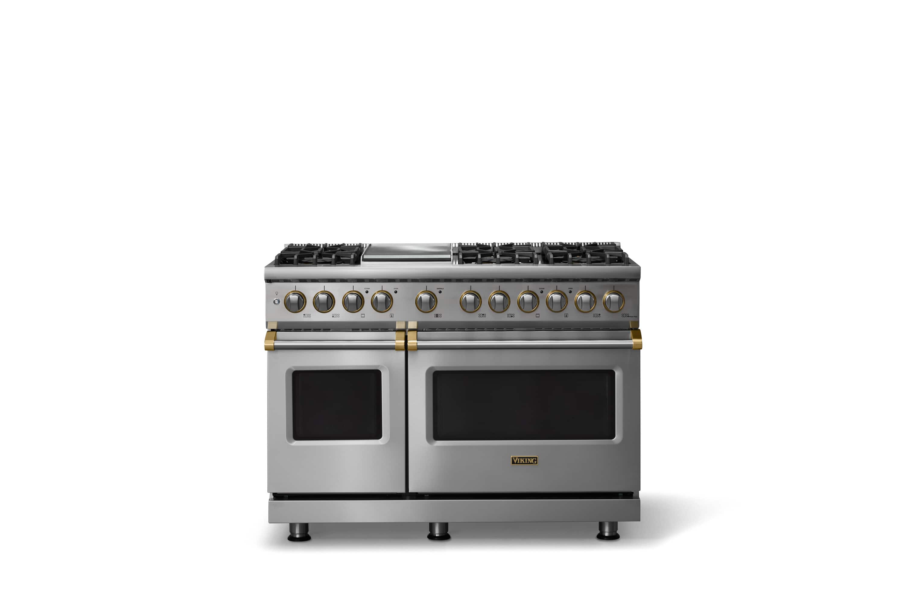 "Viking - 48""W. P5S 7.3 Cu.Ft. Freestanding Self-Clean Sealed 6 Burner Dual Fuel Convection Rng/Grdl-Stainless Steel/Brushed Brass - Stainless Steel" price history on PriceWatchPro