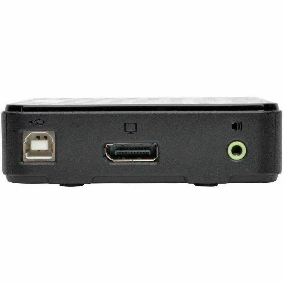 Left. Tripp Lite - 2-Port DisplayPort 1.2 KVM Switch w/Audio, Cables and USB Peripheral Sharing - Black.