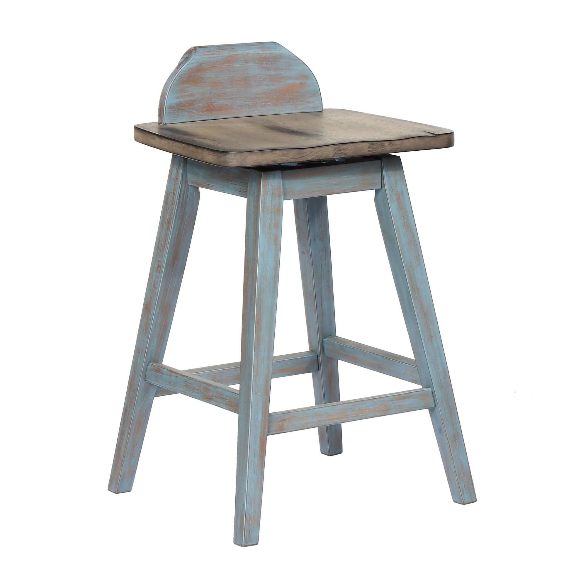Kings Brand Furniture Set of 2 Swivel Counter Stools Distressed Gray ...