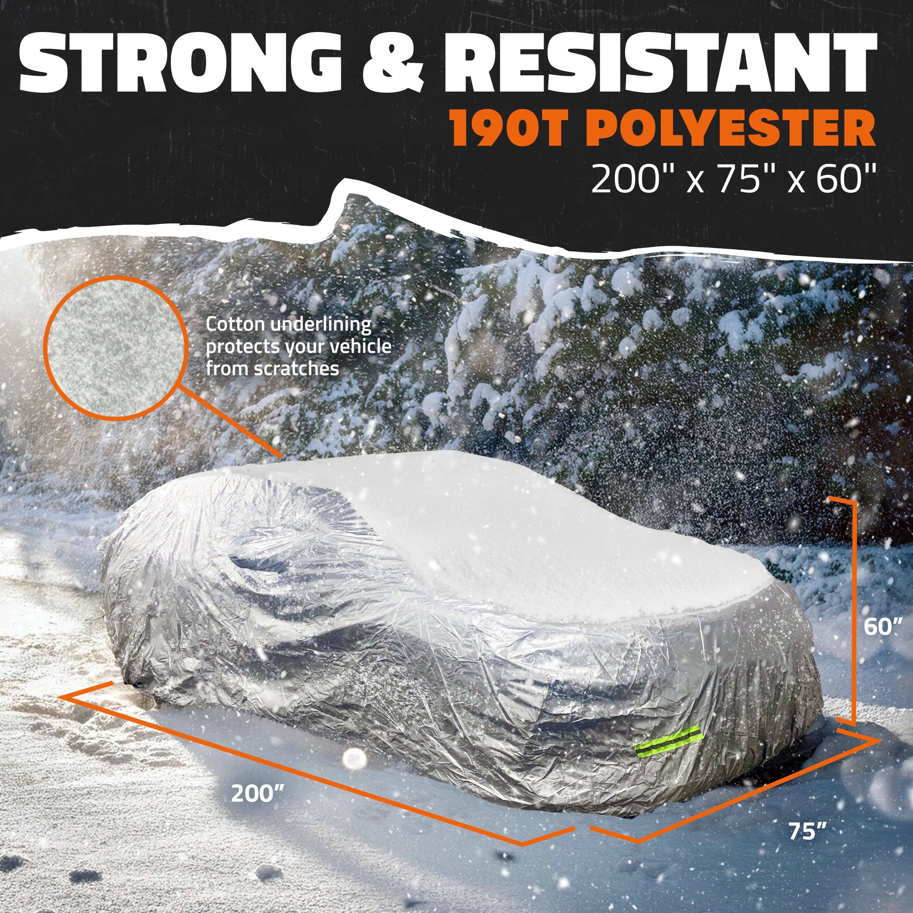 STRONG & RESISTANT  
190T POLYESTER  
200" x 75" x 60"  

Cotton underlining protects your vehicle from scratches