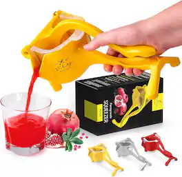 Zulay Kitchen - Fruit Manual Juicer- Heavy Duty Juice Press Squeezer with Detachable Lever & Removable Strainer - Yellow