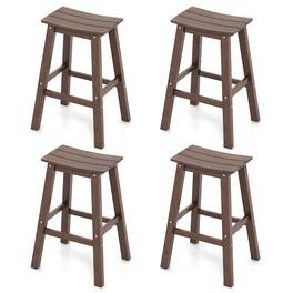 Gymax - 29'' Patio Bar Stool Set of 4 w/ Curved Seat & Footrests for Backyard Outdoor - Brown