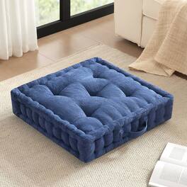 APRILSOUL - Poly Chenille Square Floor Pillow Cushion-24 x 24 in - Navy Blue
