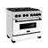 Angle. ZLINE - Autograph 36" Legacy Dual Fuel Range w/ 6 Burners & White & Black Accents (RAZ-WM-36-MB) - Stainless Steel/Matte White.