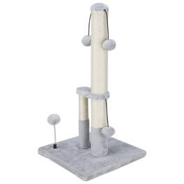 Hirose Alice - Tall Cat Double Lower Posts Extra Stable Tree Scratcher With Sisal Rope And Teasing 4 Balls Total Base - Gray