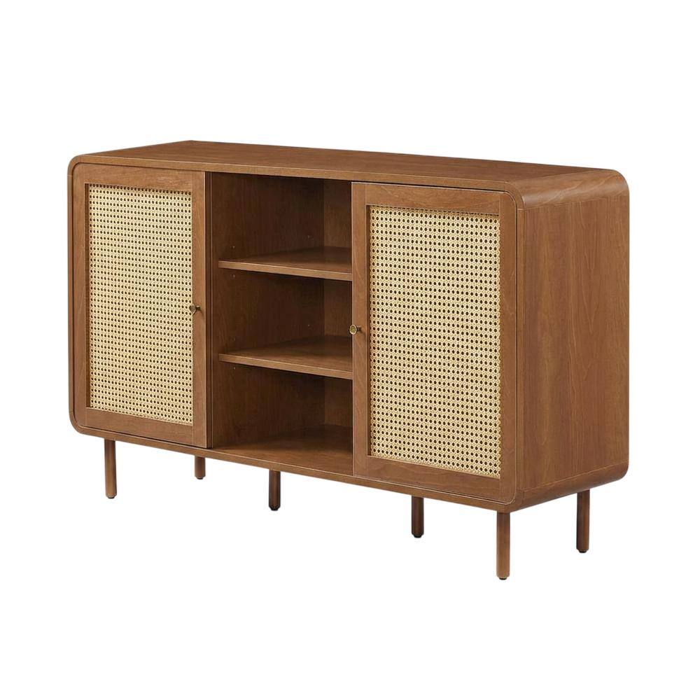 Front. Crosley Furniture - Nora Mid-Century Sideboard - Walnut.