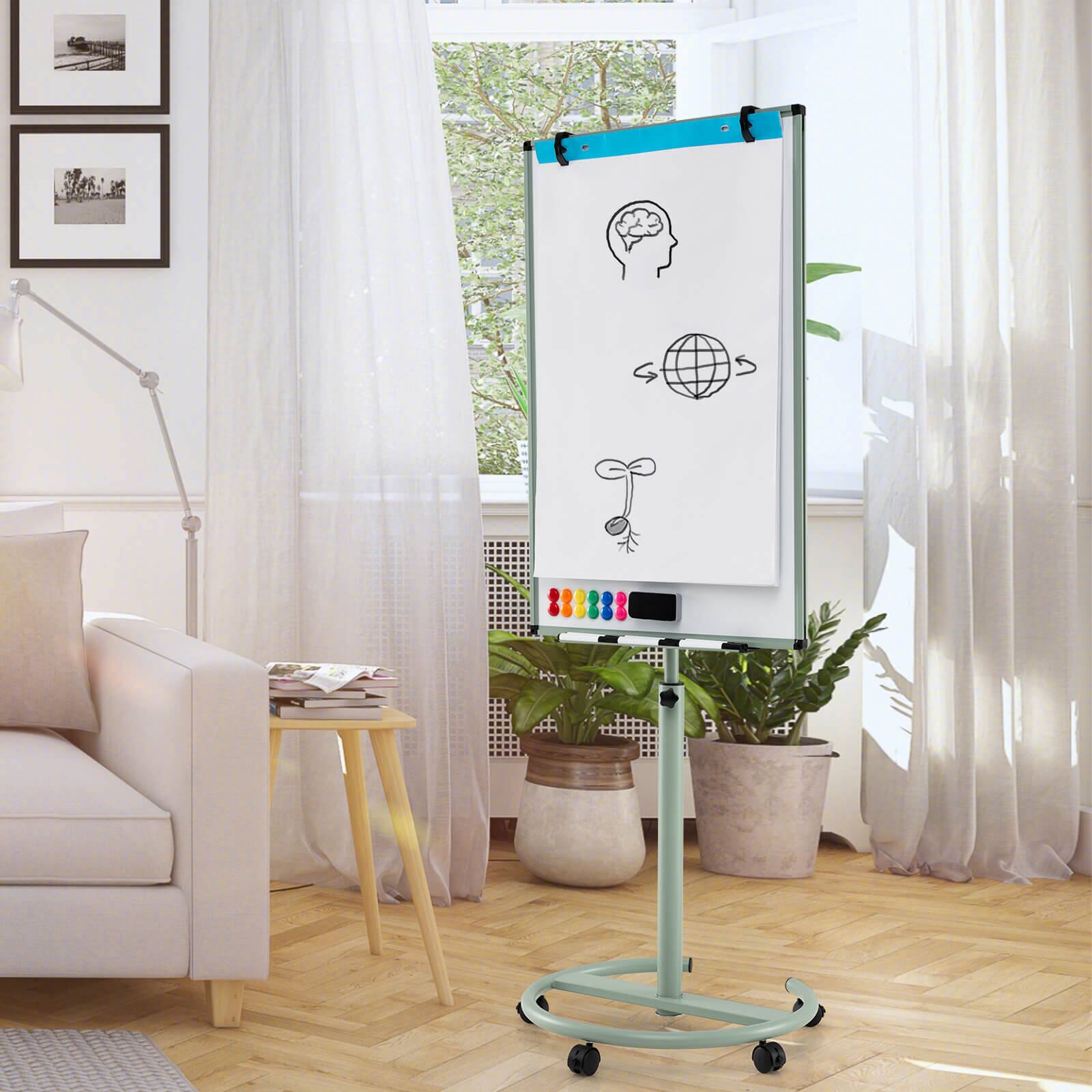 Alt View 4. Costway - Costway Mobile Whiteboard 40" x 26" Height Adjustable Magnetic Dry Erase Board with Stand - Green.