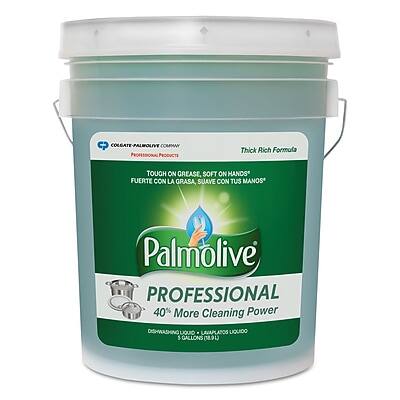 COLGATE PALMOLIVE COMPANY  
PROFESSIONAL PRODUCTS  

Thick Rich Formula  
TOUGH ON GREASE, SOFT ON HANDS  
FUERTE CON LA GRASA, SUAVE CON TUS MANOS  

Palmolive  
PROFESSIONAL  
40% More Cleaning Power  

DISHWASHING LIQUID  
LIMPIAPLATOS LÍQUIDO  
5 GALLONS (8.9 L)