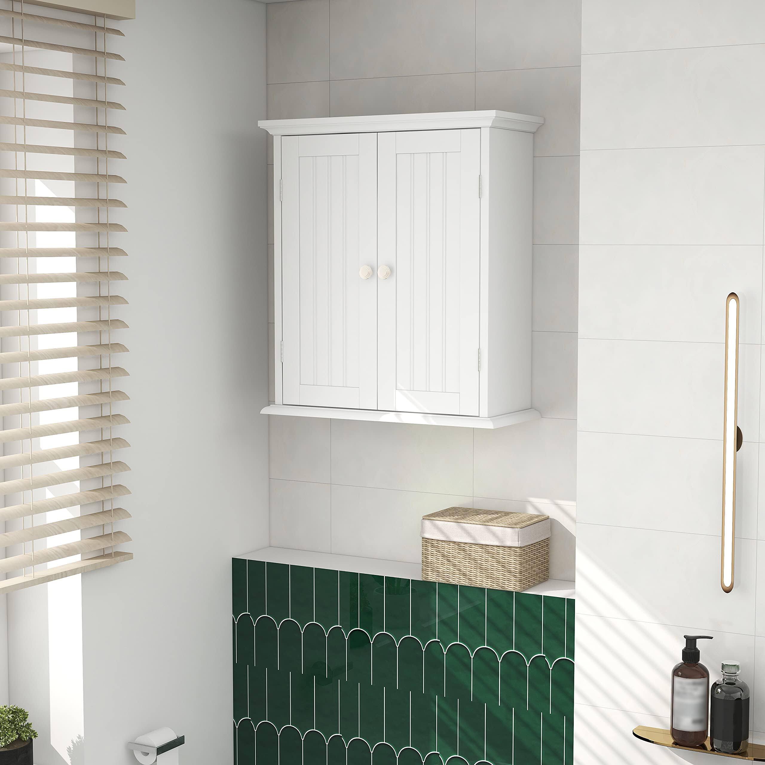Alt View 4. Hirose Alice - Wall Cabinet Over The Toilet Space Saver Storage With 2 Door And Shelves Cupboard - White-8.8"D x 21.1"W x 24"H (2 pack).
