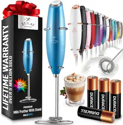 ZULAY KITCHEN
LIFETIME WARRANTY
OVER 5 MILLION SOLD
80+ COLORS
PREMIUM Milk Frother With Stand
MILKBOSS
DURACELL