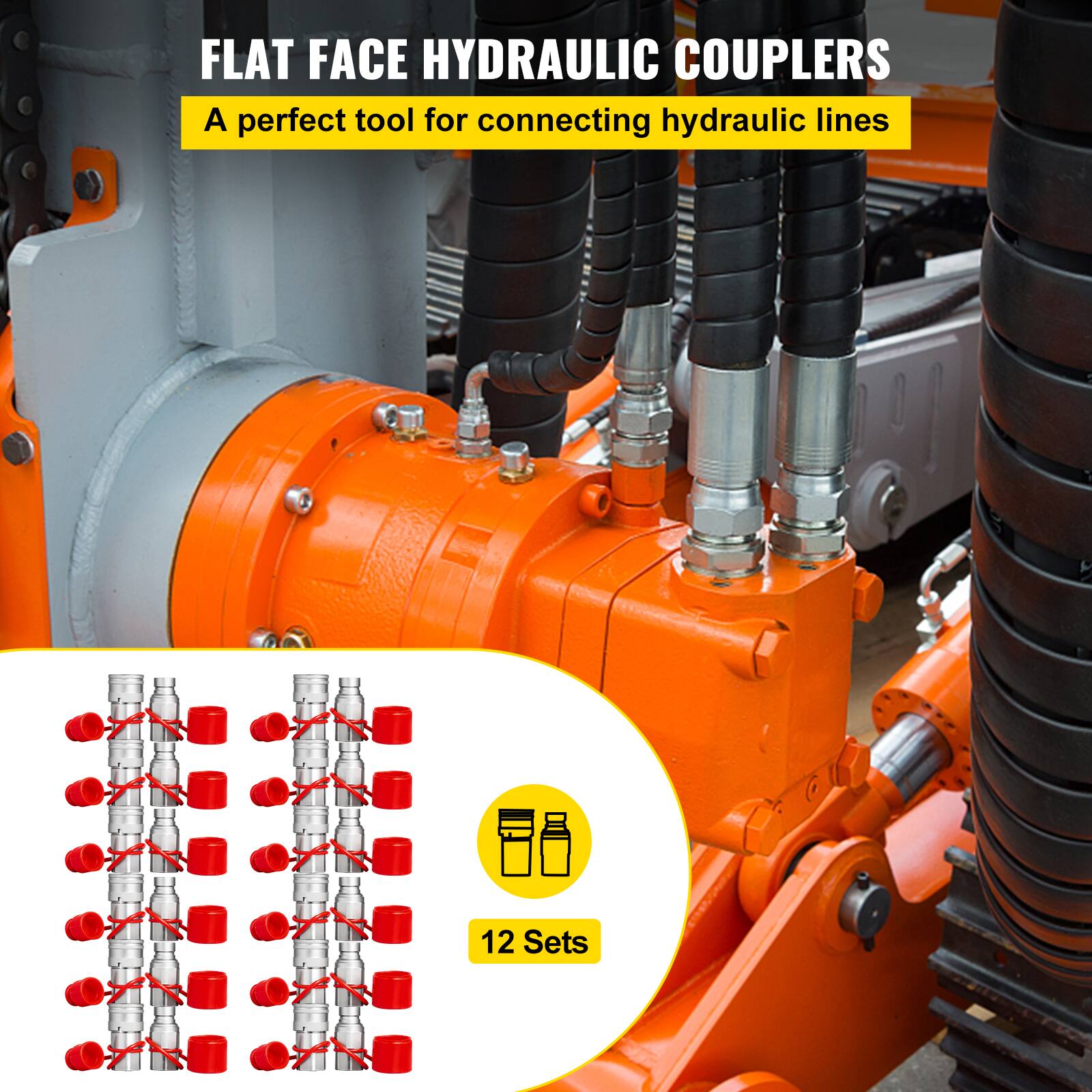 FLAT FACE HYDRAULIC COUPLERS  
A perfect tool for connecting hydraulic lines  

12 Sets