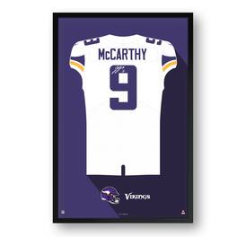 Sporticulture - J.J. McCarthy Minnesota Vikings Framed 27" x 39" Jersey Art Print - Multicolor