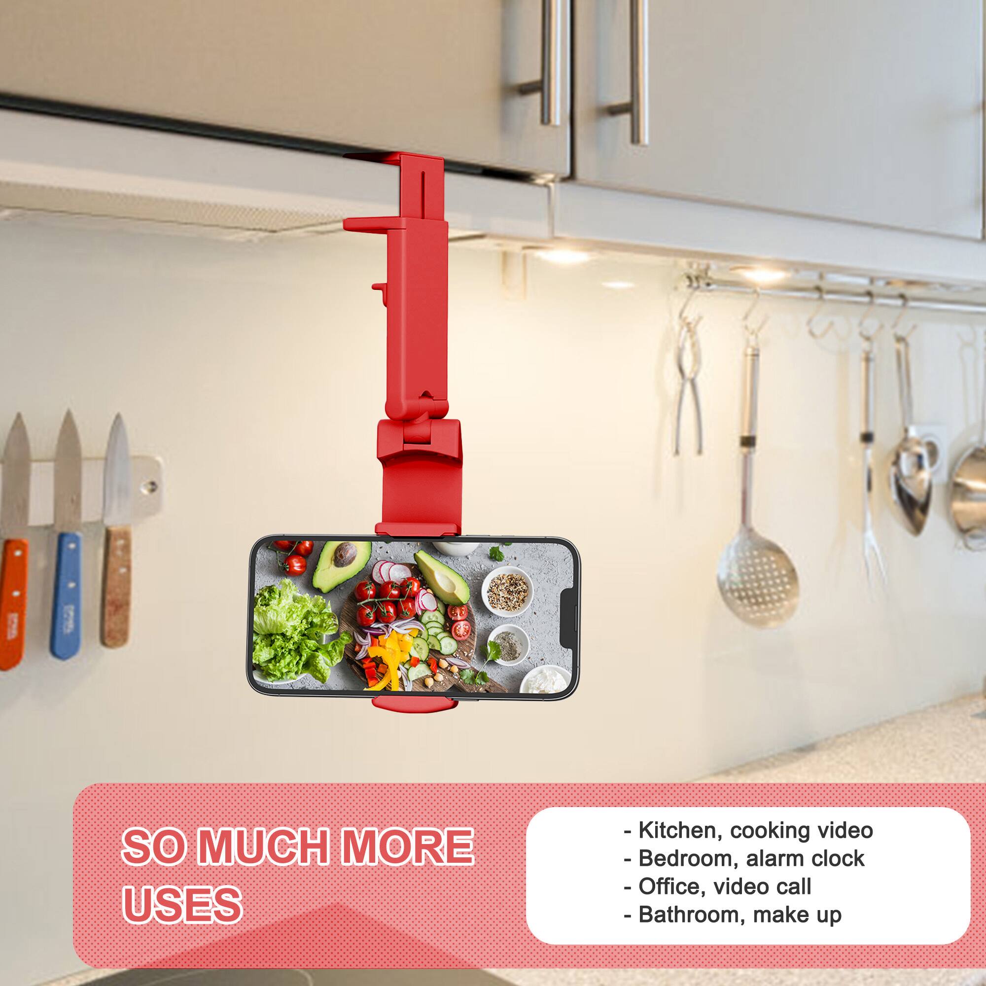 SO MUCH MORE USES

- Kitchen, cooking video
- Bedroom, alarm clock
- Office, video call
- Bathroom, make up