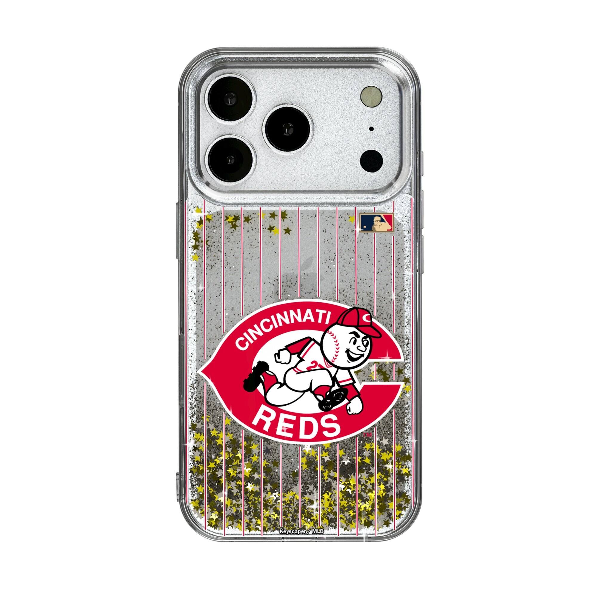 Keyscaper - MLB - Cincinnati Reds 1978-1992 Cooperstown Pinstripe iPhone Glitter Case - 13 - Multicolor