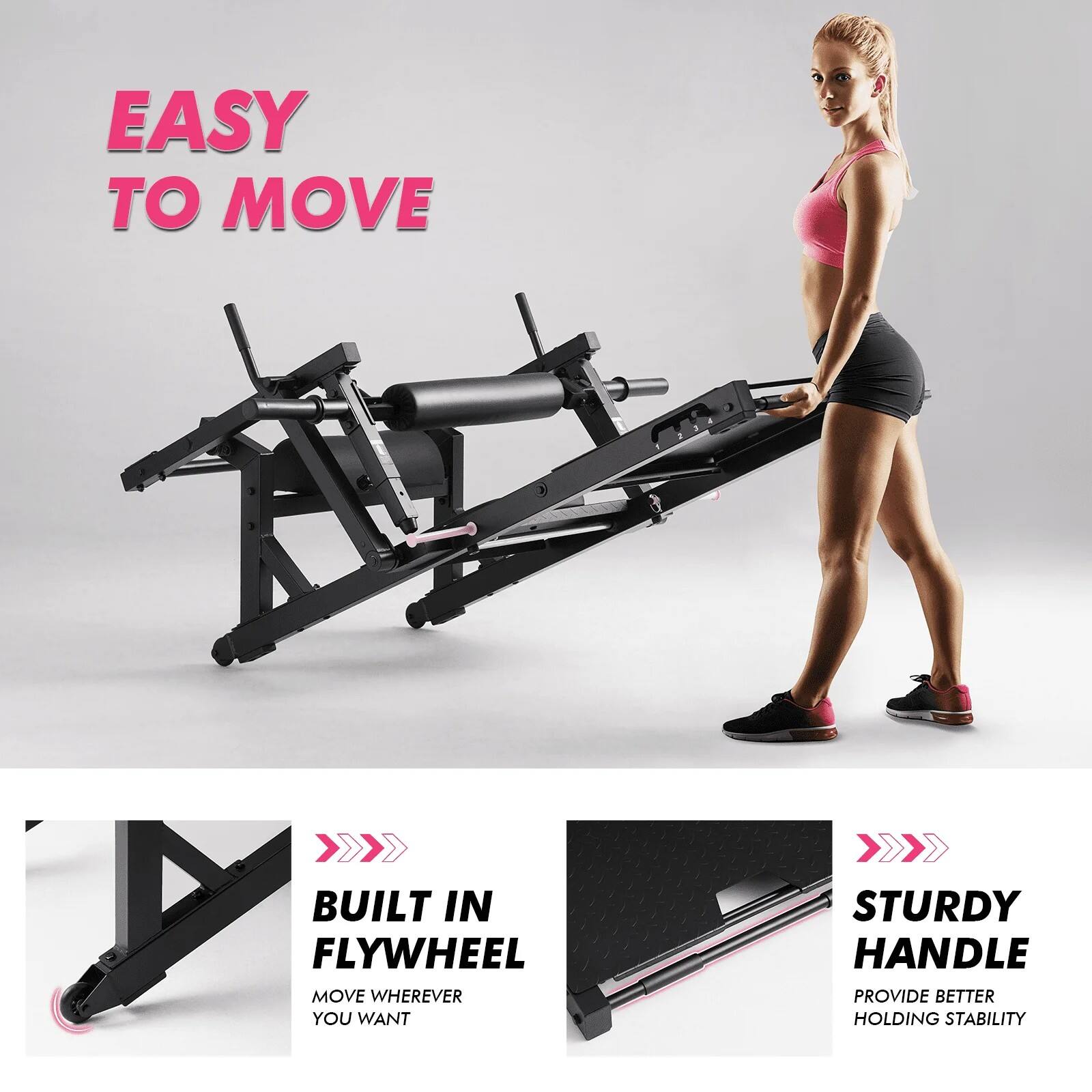 EASY TO MOVE  
BUILT IN FLYWHEEL  
MOVE WHEREVER YOU WANT  
STURDY HANDLE PROVIDE BETTER HOLDING STABILITY