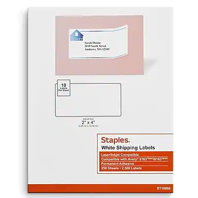 Staples Laser/Inkjet Shipping Labels, 2
