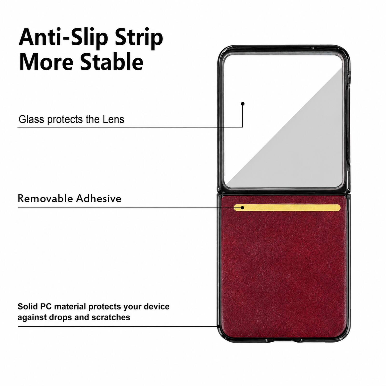 Anti-Slip Strip More Stable  
Glass protects the Lens  
Removable Adhesive  
Solid PC material protects your device against drops and scratches