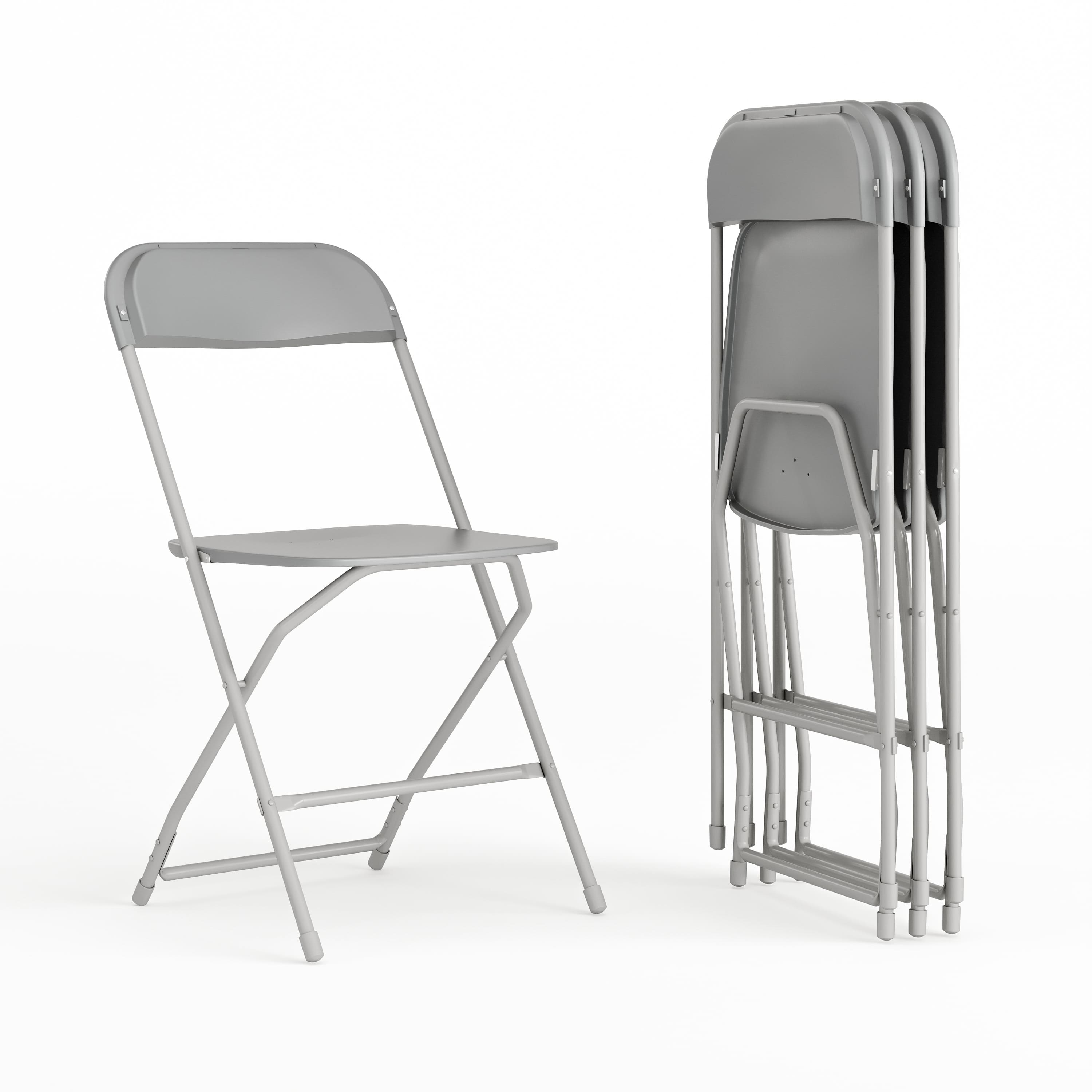 Photos - Garden Furniture Oliver Emma +  - Plastic Folding Chair - 4 Pack 650LB Weight Capacity - Gray 840196318110 