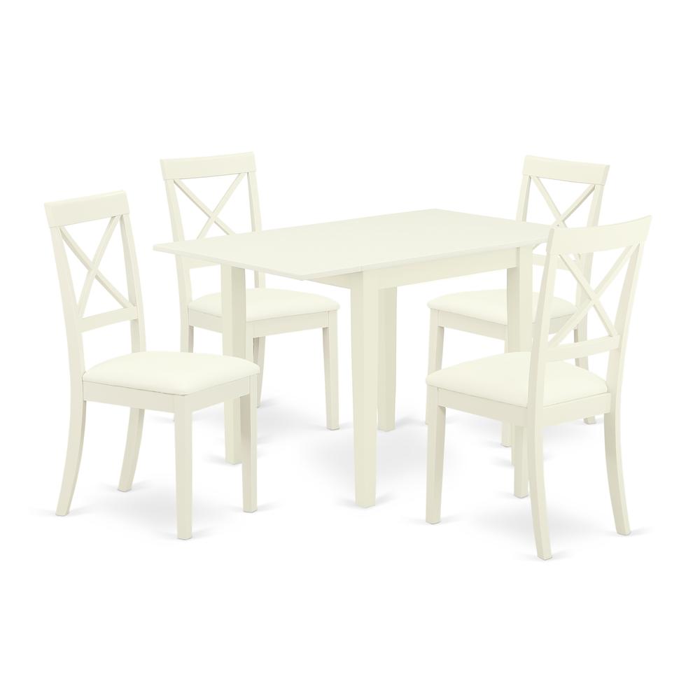 Left. East West Furniture - Dining Room Set Linen White - Brown.