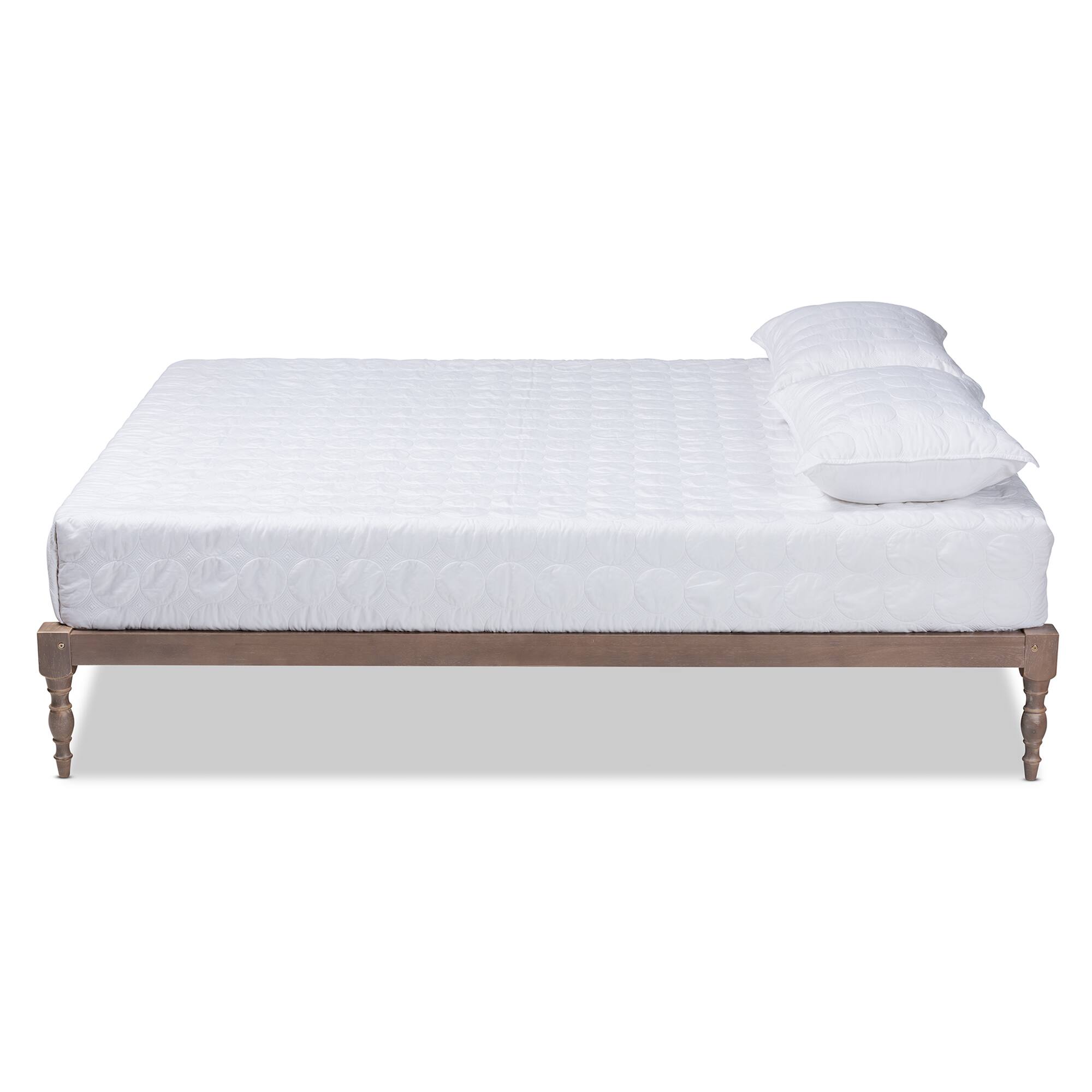 Angle. Baxton Studio - Iseline Modern and Contemporary Antique Oak Finished Wood Queen Size Platform Bed Frame - Antique Oak.