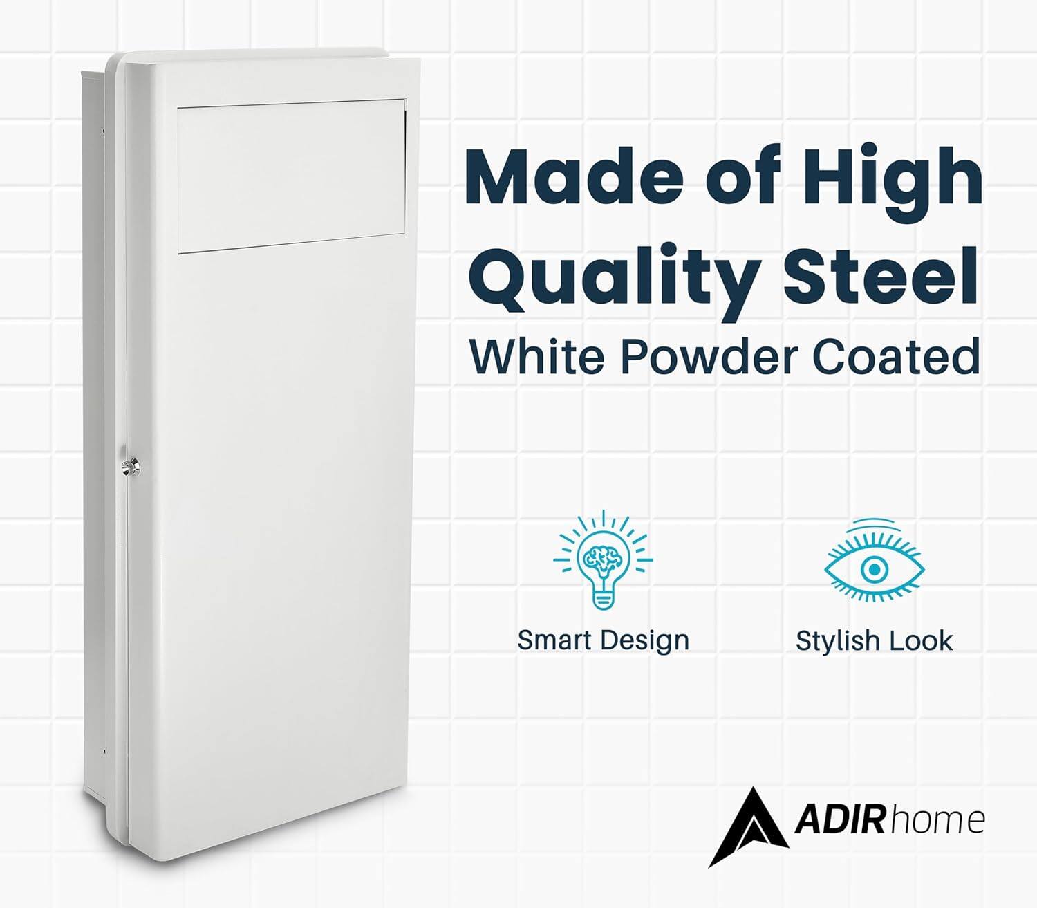Made of High Quality Steel, White Powder Coated, Smart Design, Stylish Look, ADIR home
